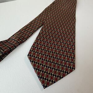 Vintage Brooks Brothers Makers Tie All Silk USA Geometric Red Gold Navy 80s-90s
